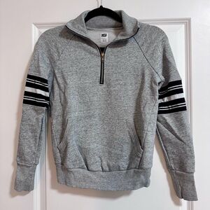 NSF Gray Half Zip Black White Side Stripe Pullover Sweatshirt Size P / XS